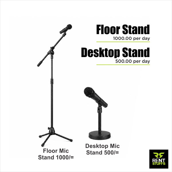 Mic stands for rent in Colombo Maharagama Rent Stuffs offers floor standing and desktop microphone stand for rent in Colombo, Sri Lanka. We have range of microphone stands for rent in many types.