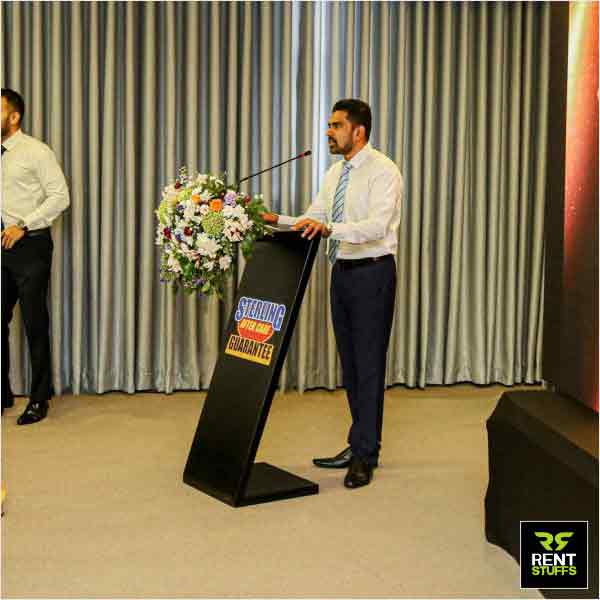 Rent Stuffs offers modern podium for rent in Colombo, Sri Lanka. We offer range of podiums for rent with many features and with microphones on your request