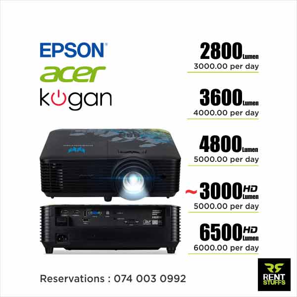 Rent Stuffs offers multimedia projectors for rent in Colombo, Sri Lanka. We rent wide range of professional multimedia projectors with many features.
