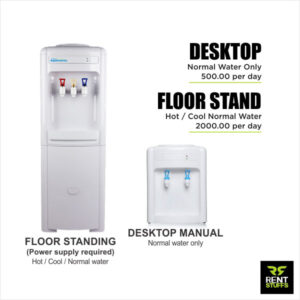 Rent Stuffs offers water dispenser for rent in Colombo, Sri Lanka. We have normal, hot and cold water dispensers for rent with many other features.