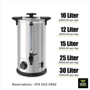 Rent Stuffs provides water boilers for rent in Colombo, Sri Lanka. We rent range of water boilers and dispensers for indoor and outdoor events.