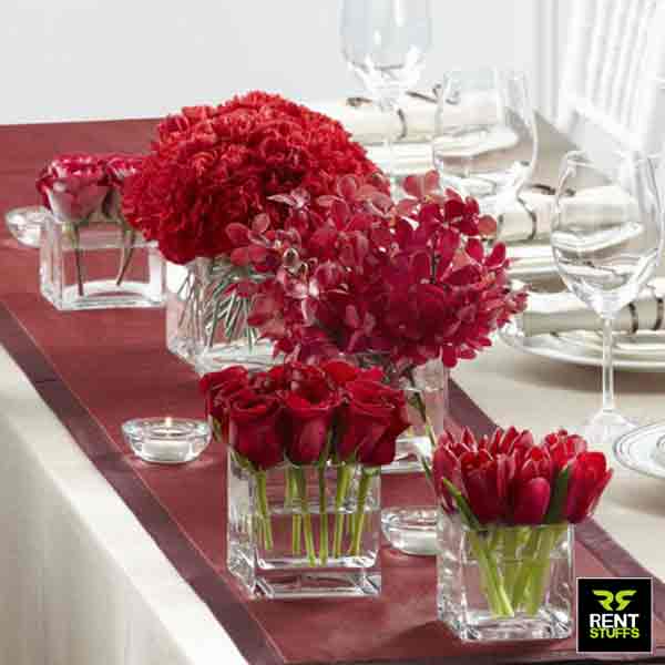 Glass Squire Cube Vases for Rent in Sri Lanka by Rent Stuffs