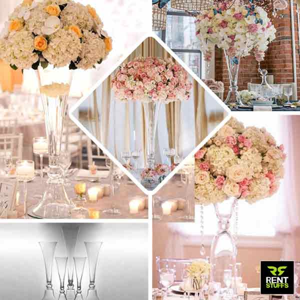 Glass Trumpet Vase for Rent in Sri Lanka by Rent Stuffs