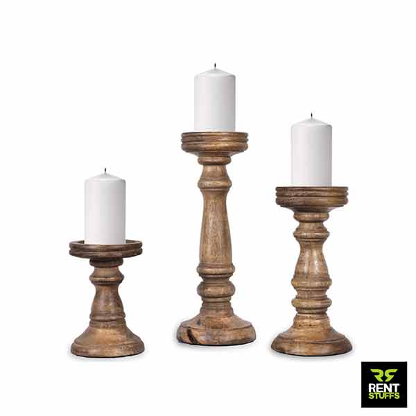 Wooden Candle Holders for rent in Sri Lanka