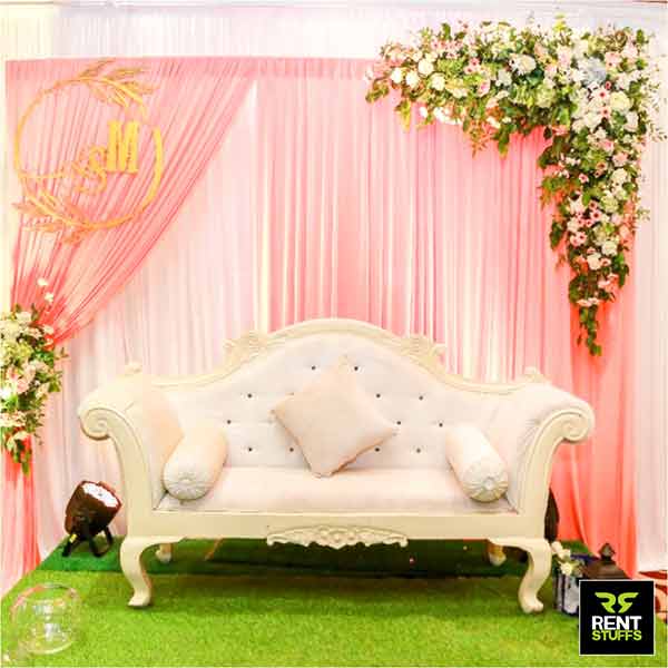 Golden White Wedding Couple Chair rent