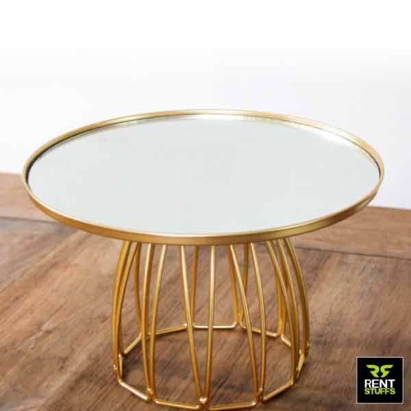 Mirror Top Gold Cake Stand for rent in Sri Lanka