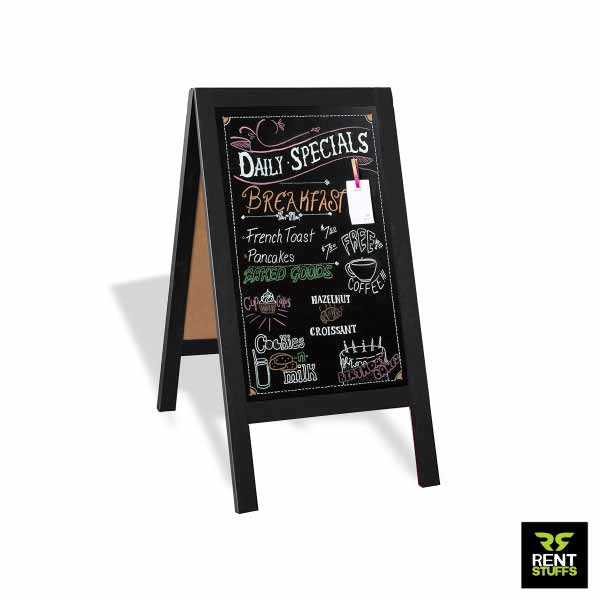 Rent Stuffs stuffs offers wooden menu boards for rent in Sri Lanka. We rent wide range of food display black boards in many sizes.