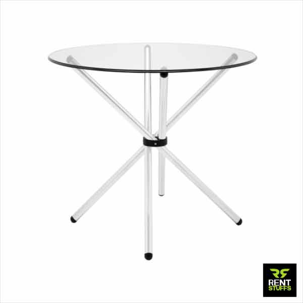 Rent Stuffs offers Glass Round Tables for Rent in Sri Lanka. We have range of tables for rent including glass top round tables.