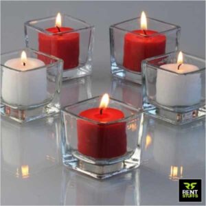 Rent Stuffs offers Mini Glass Cube Candle Holders for Rent in Sri Lanka. We have wide range of glass candle holders for rent.