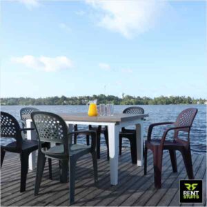 Rent Stuffs offers Plastic Tables for Rent in Sri Lanka. We have range of furniture for rent including 6 seated plastic tables.