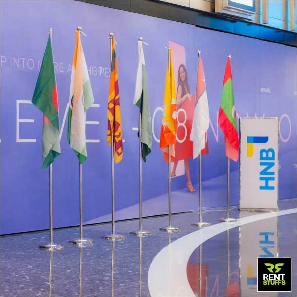 Rent Stuffs offers outdoor flag poles for rent in Colombo, Sri Lanka. We have wide range of detachable outdoor and indoor flag poles for rent.