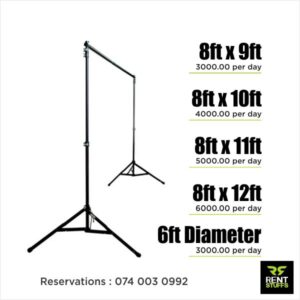 Rent Stuffs offers tripod backdrop stand for rent in Sri Lanka. We have range of portable backdrop stands for rent in different sizes.