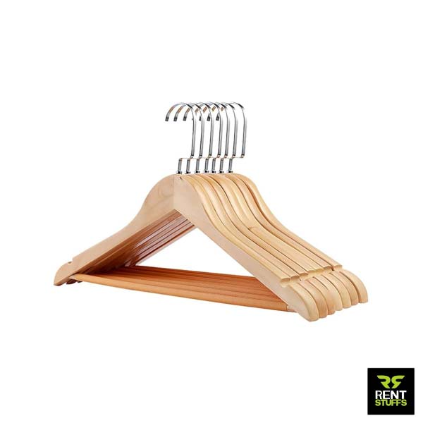 Rent Stuffs provides cloth hangers for rent in Colombo Sri Lanka. We rent wooden and metal cloth hangers for top and bottom garment hanging.
