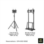 Rent Stuffs offers range of TV stands for rent in Colombo, Sri Lanka. We provide TV stands with tripods and movable wheels for rent
