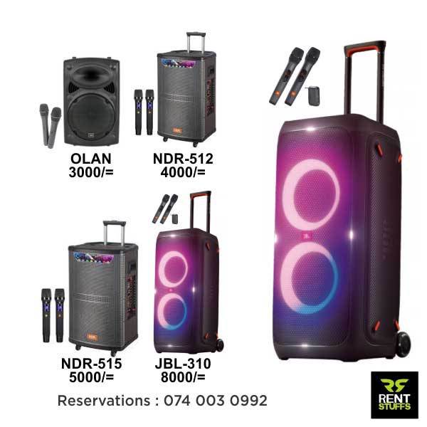 Speakers for rent in Colombo Sri Lanka Maharagama Rent Stuffs offers portable Bluetooth speakers for rent in Colombo, Sri Lanka. We have wide range of sound systems for rent with wireless microphones